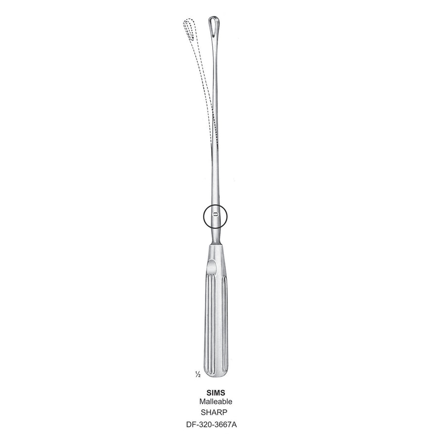 Sims Uterine Curettes , Malleable, Sharp, Fig.3, 9mm 31cm (DF-320-3667A) by Dr. Frigz
