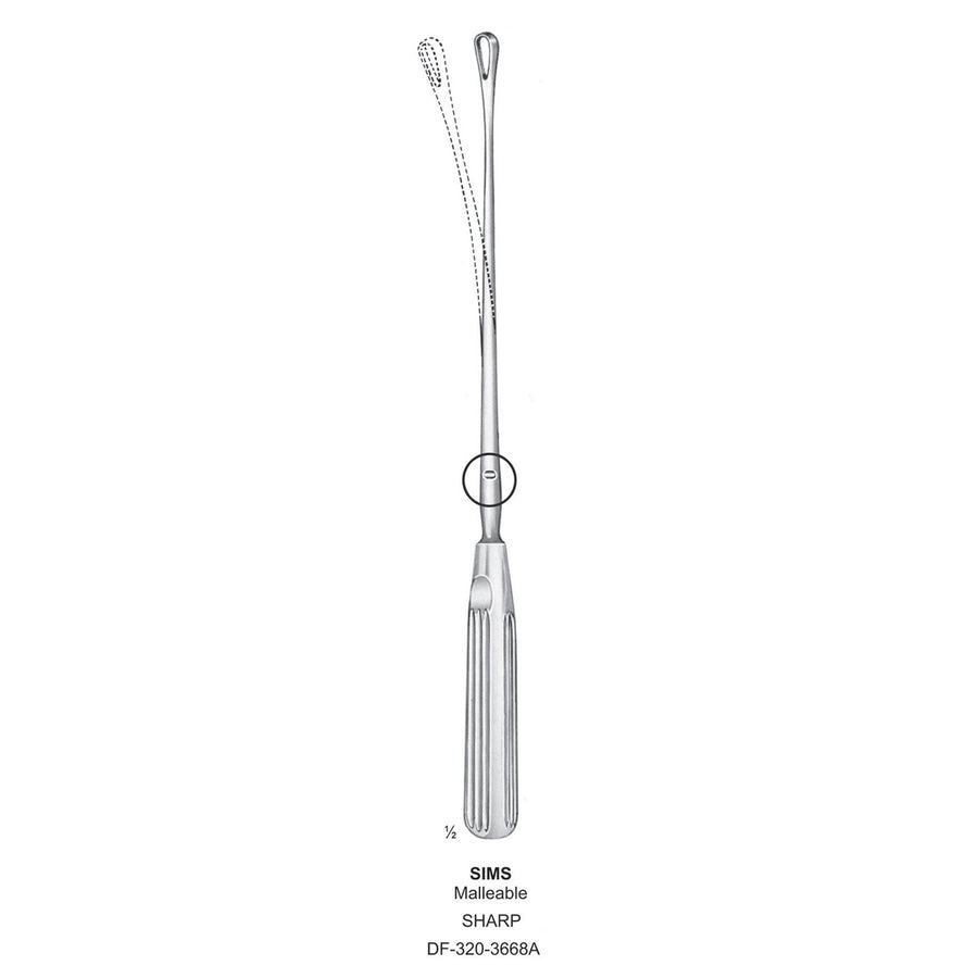 Sims Uterine Curettes , Malleable, Sharp, Fig.4, 11mm 31cm (DF-320-3668A) by Dr. Frigz