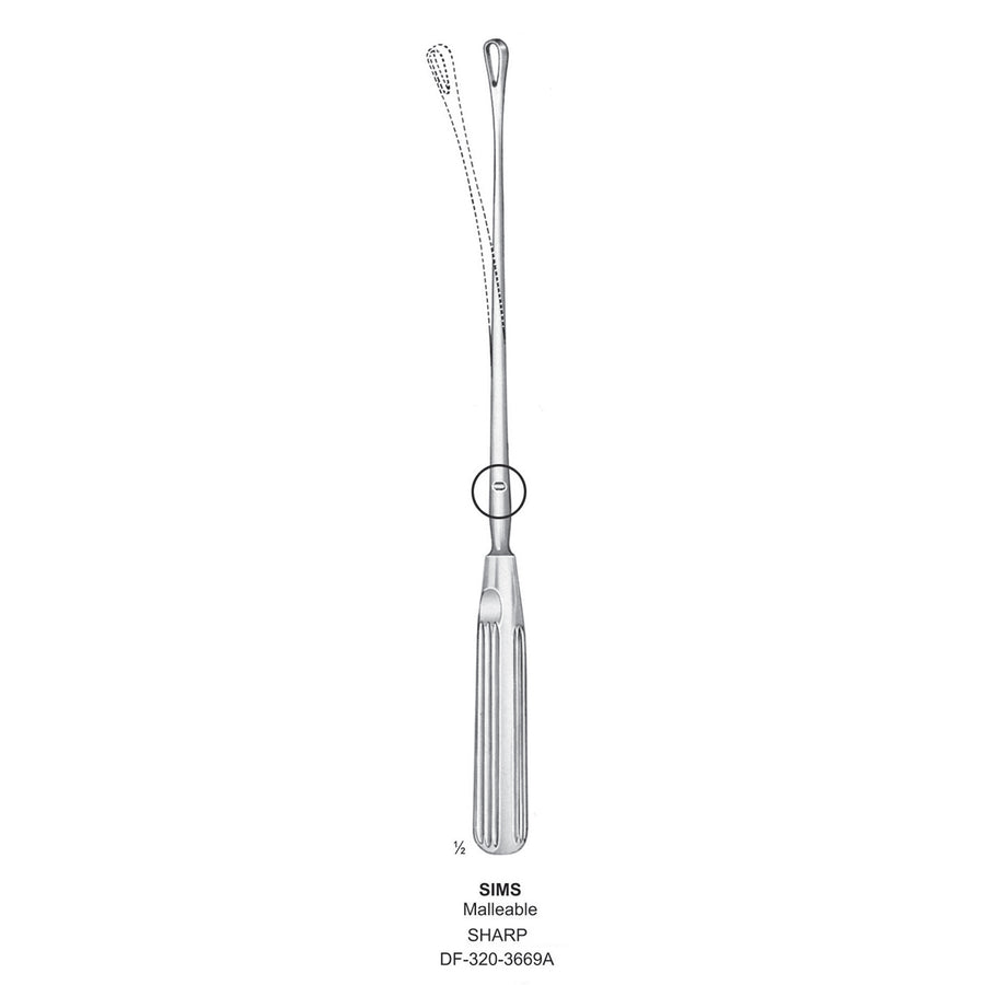 Sims Uterine Curettes , Malleable, Sharp, Fig.5, 12mm 31.5cm (DF-320-3669A) by Dr. Frigz