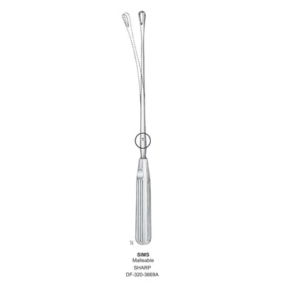Sims Uterine Curettes , Malleable, Sharp, Fig.5, 12mm 31.5cm (DF-320-3669A)