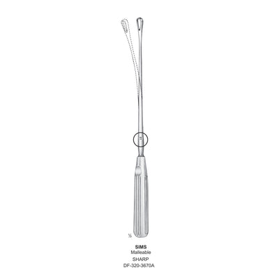 Sims Uterine Curettes , Malleable, Sharp, Fig.6, 14mm 31.5cm (DF-320-3670A)