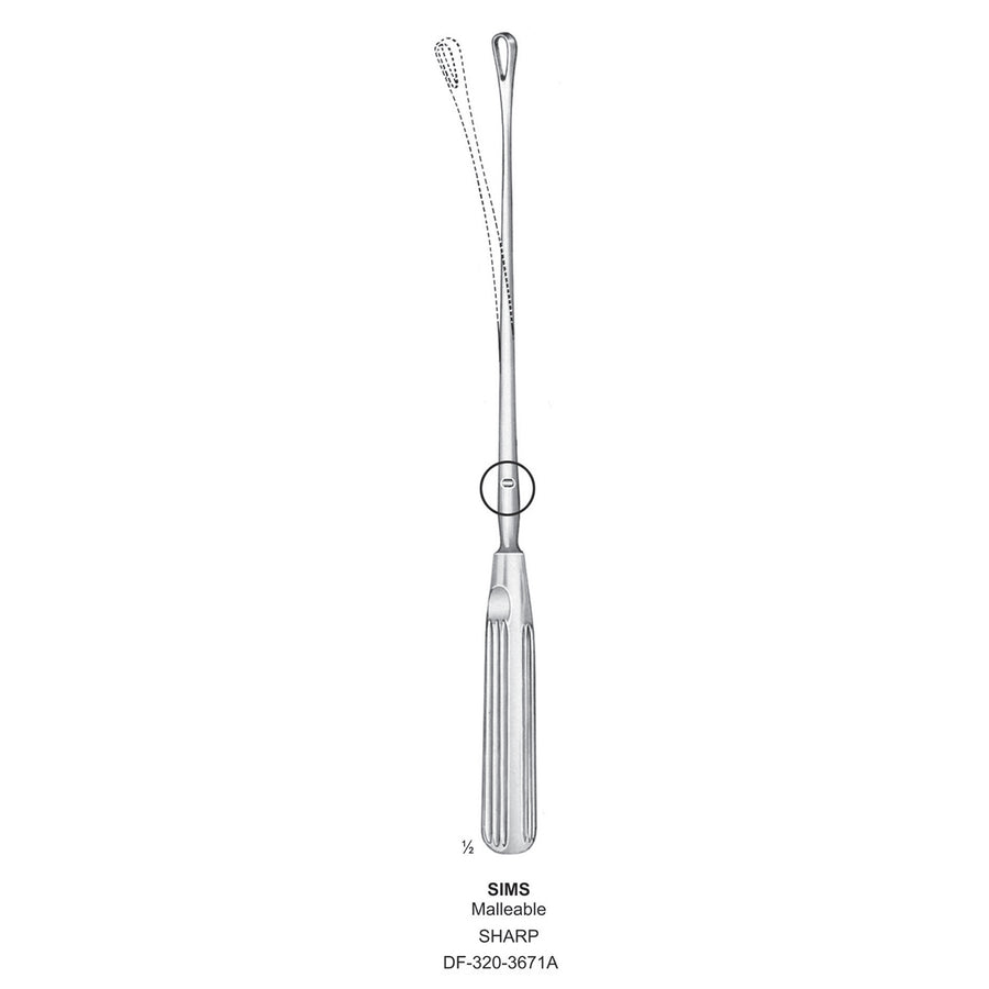 Sims Uterine Curettes , Malleable, Sharp, Fig.7, 15mm 32cm (DF-320-3671A) by Dr. Frigz