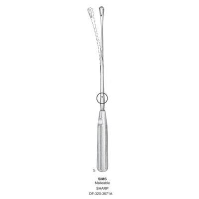 Sims Uterine Curettes , Malleable, Sharp, Fig.7, 15mm 32cm (DF-320-3671A)