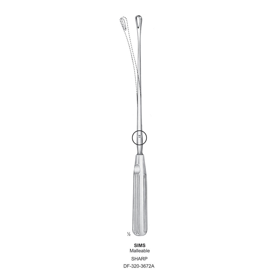 Sims Uterine Curettes , Malleable, Sharp, Fig.8, 16mm 32cm (DF-320-3672A) by Dr. Frigz