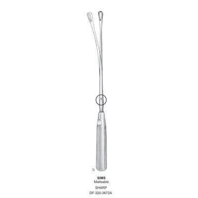 Sims Uterine Curettes , Malleable, Sharp, Fig.8, 16mm 32cm (DF-320-3672A)