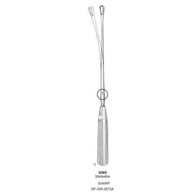 Sims Uterine Curettes , Malleable, Sharp, Fig.9, 19mm 32cm (DF-320-3673A)