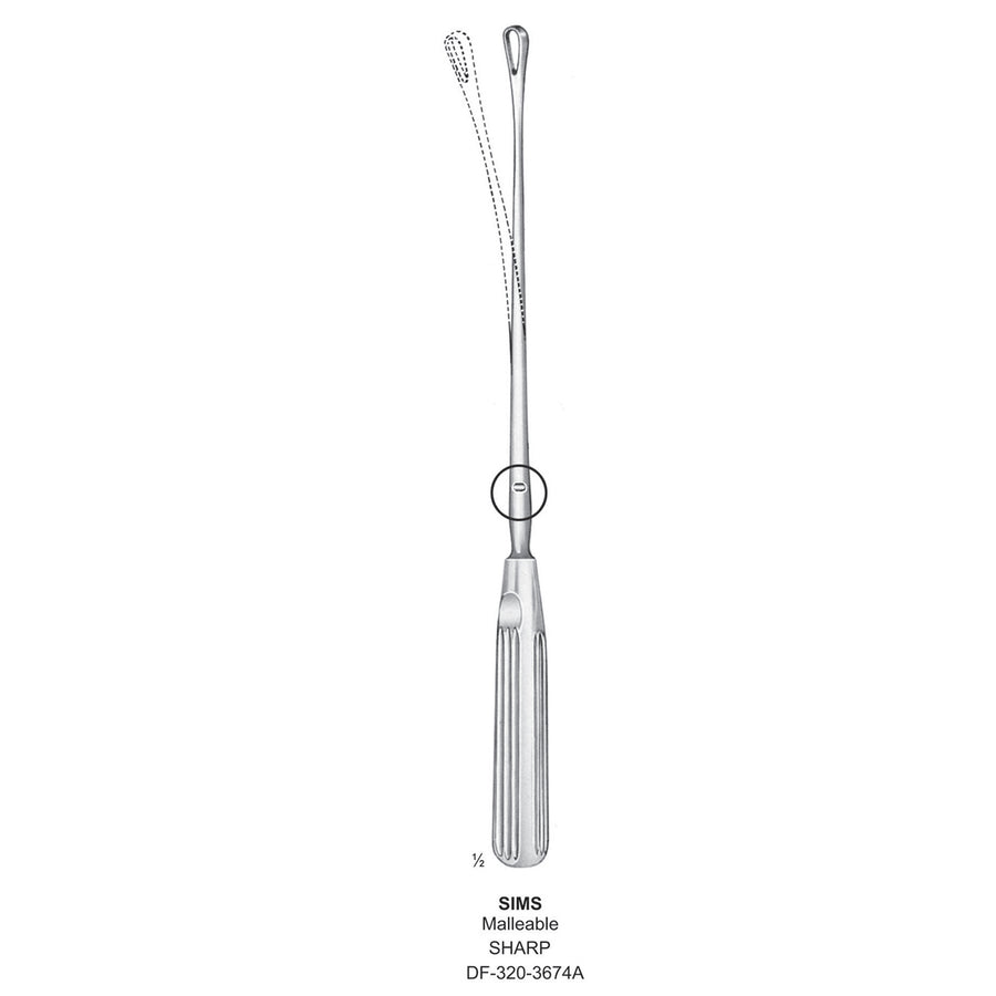Sims Uterine Curettes , Malleable, Sharp, Fig.10, 20mm 32cm (DF-320-3674A) by Dr. Frigz