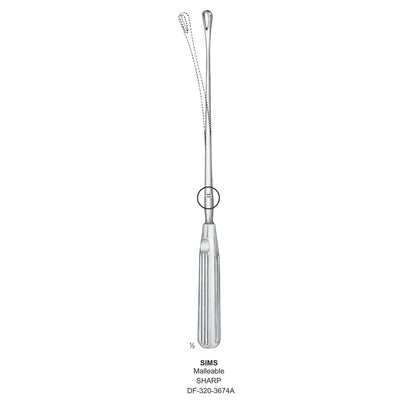 Sims Uterine Curettes , Malleable, Sharp, Fig.10, 20mm 32cm (DF-320-3674A)