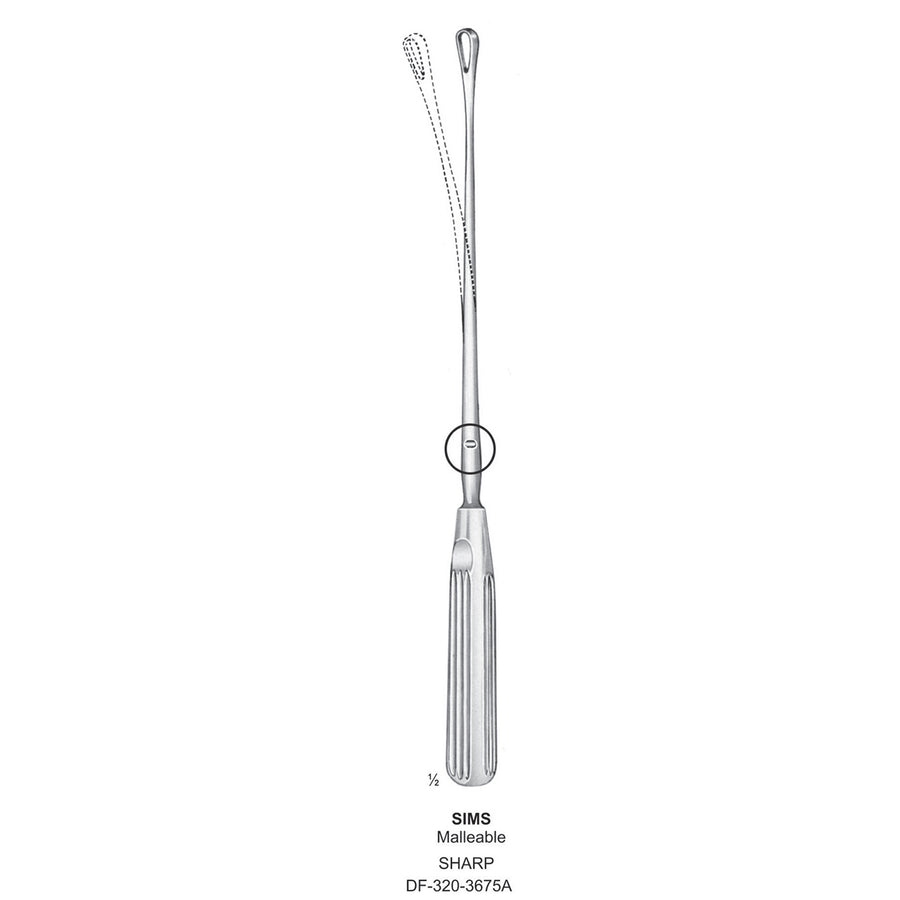 Sims Uterine Curettes , Malleable, Sharp, Fig.11, 21mm 32cm (DF-320-3675A) by Dr. Frigz