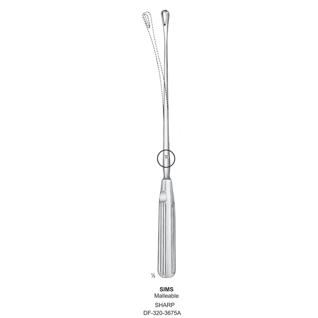 Sims Uterine Curettes , Malleable, Sharp, Fig.11, 21mm 32cm (DF-320-3675A) by Dr. Frigz
