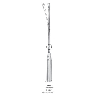 Sims Uterine Curettes , Malleable, Sharp, Fig.11, 21mm 32cm (DF-320-3675A)