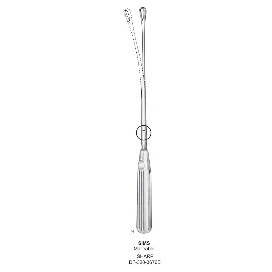 Sims Uterine Curettes , Malleable, Sharp, Fig.13, 25mm 34cm (DF-320-3676B) by Dr. Frigz