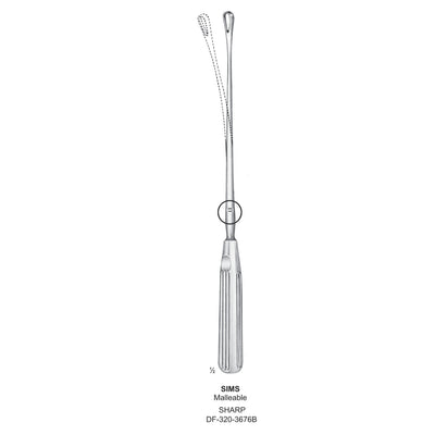 Sims Uterine Curettes , Malleable, Sharp, Fig.13, 25mm 34cm (DF-320-3676B)