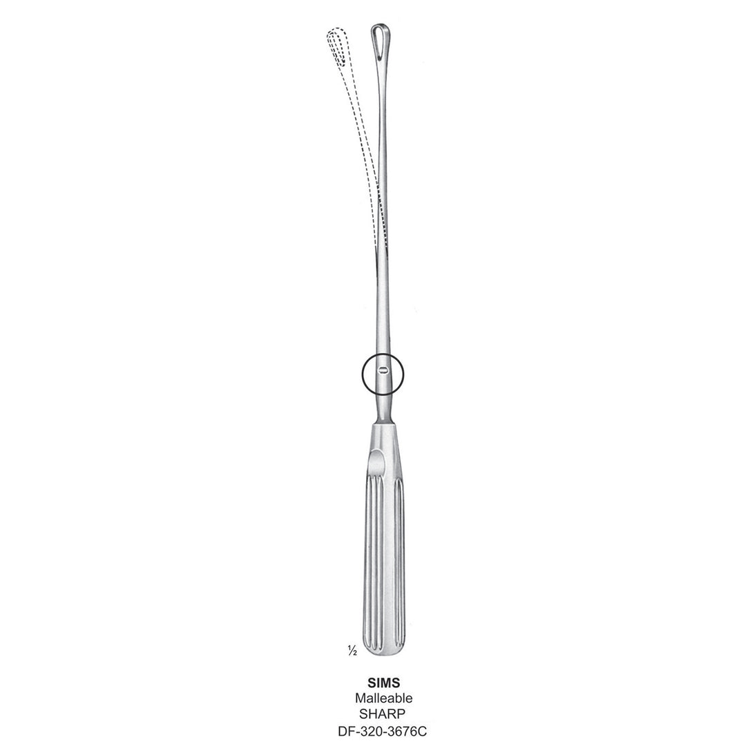 Sims Uterine Curettes , Malleable, Sharp, Fig.14, 30mm 34.5cm (DF-320-3676C) by Dr. Frigz