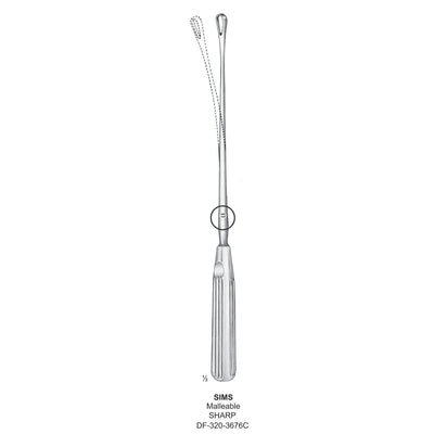 Sims Uterine Curettes , Malleable, Sharp, Fig.14, 30mm 34.5cm (DF-320-3676C)