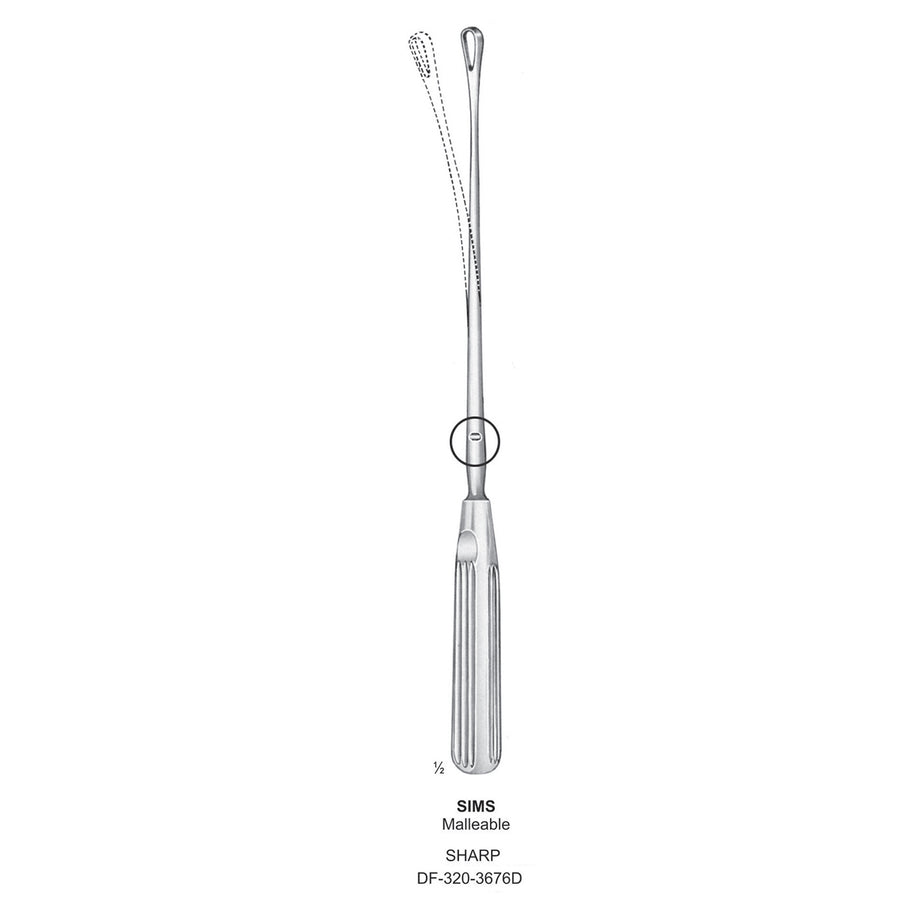 Sims Uterine Curettes , Malleable, Sharp, Fig.15, 35mm 34.5cm (DF-320-3676D) by Dr. Frigz