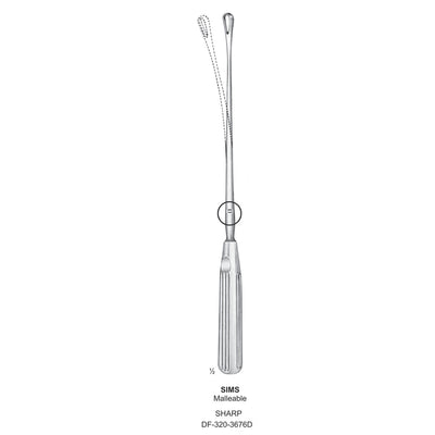 Sims Uterine Curettes , Malleable, Sharp, Fig.15, 35mm 34.5cm (DF-320-3676D)