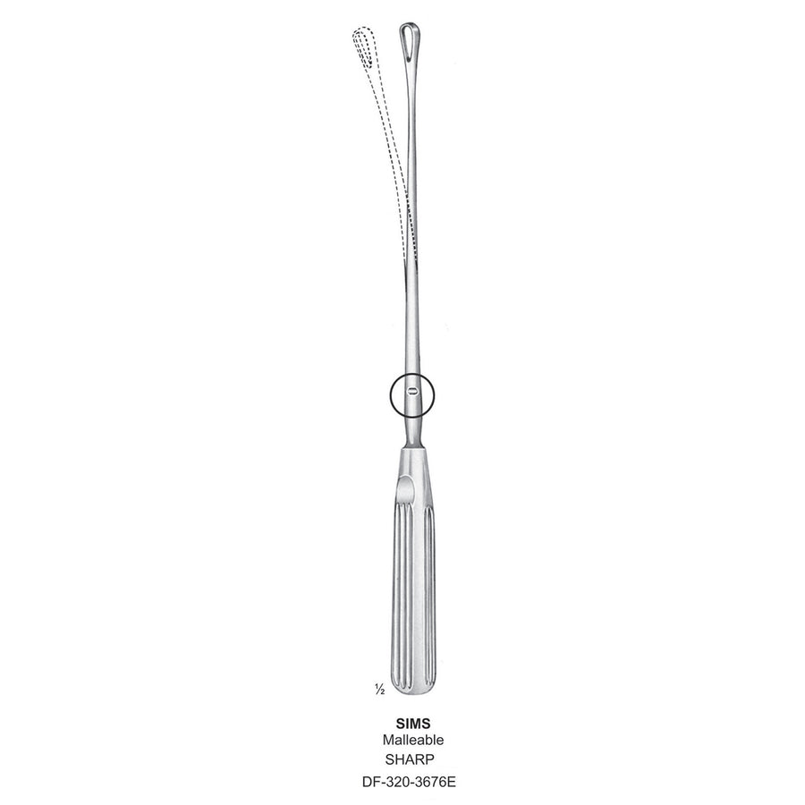 Sims Uterine Curettes , Malleable, Sharp, Fig.16, 40mm 35cm (DF-320-3676E) by Dr. Frigz