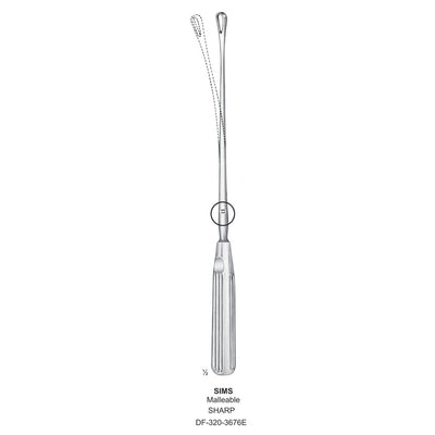 Sims Uterine Curettes , Malleable, Sharp, Fig.16, 40mm 35cm (DF-320-3676E)