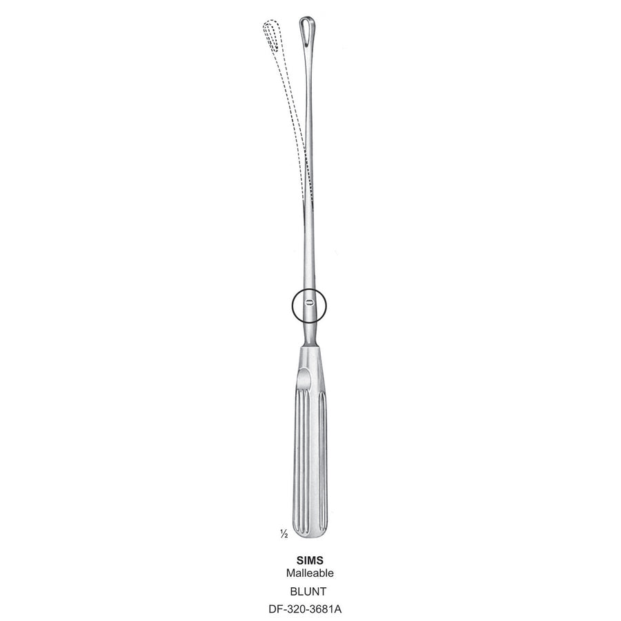 Sims Uterine Curettes , Malleable, Blunt, Fig.3, 9mm 31cm (DF-320-3681A) by Dr. Frigz