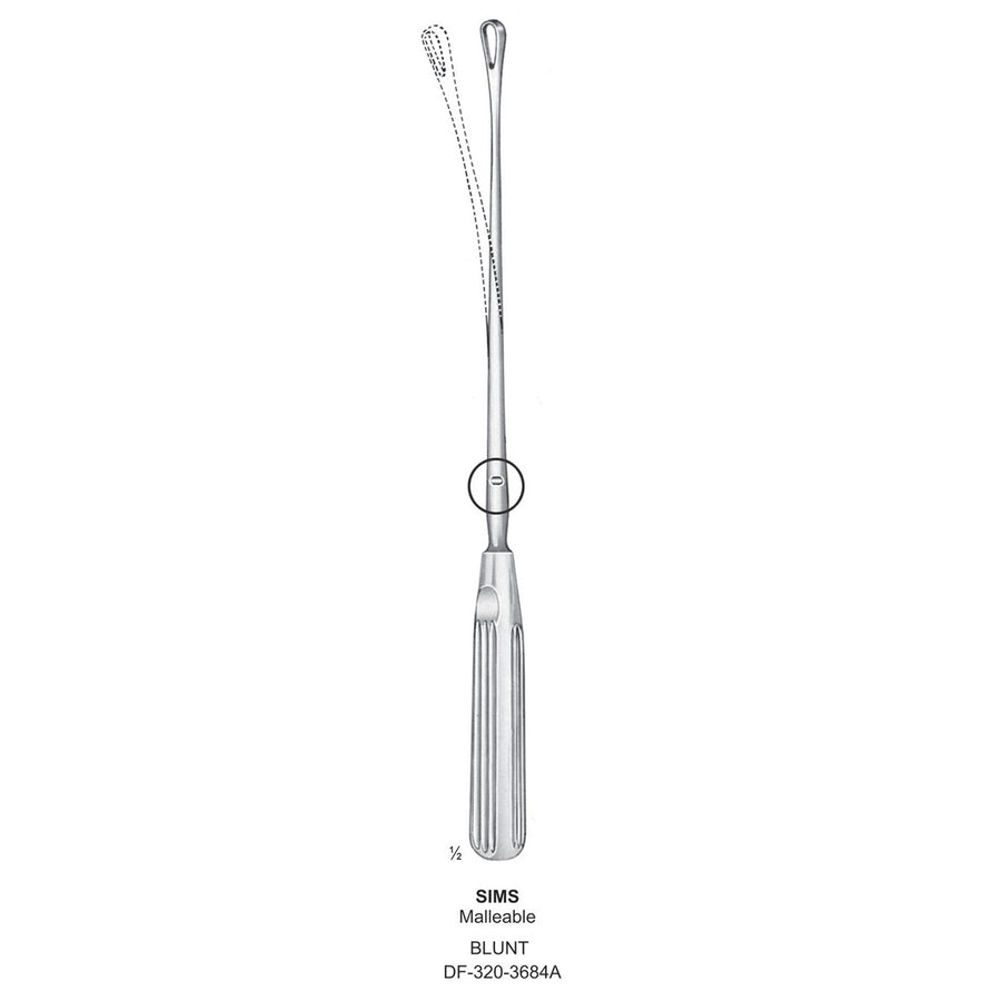 Sims Uterine Curettes , Malleable, Blunt, Fig.6, 14mm 31.5cm (DF-320-3684A) by Dr. Frigz