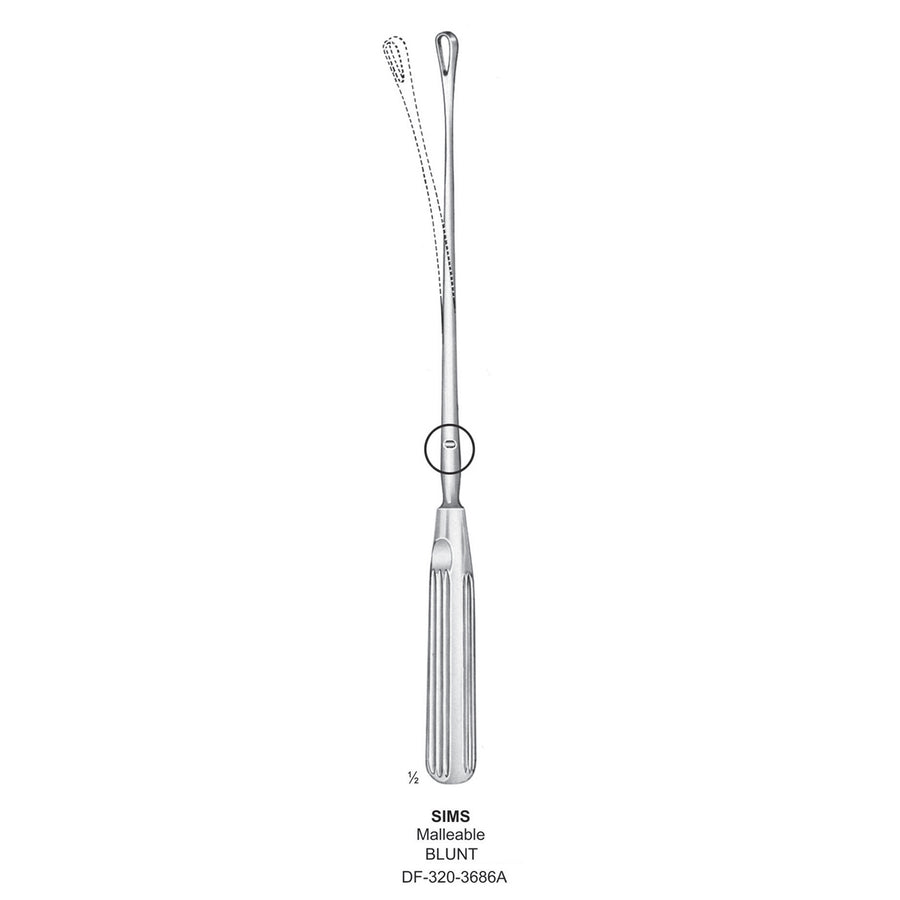 Sims Uterine Curettes , Malleable, Blunt, Fig.8, 16mm 32cm (DF-320-3686A) by Dr. Frigz