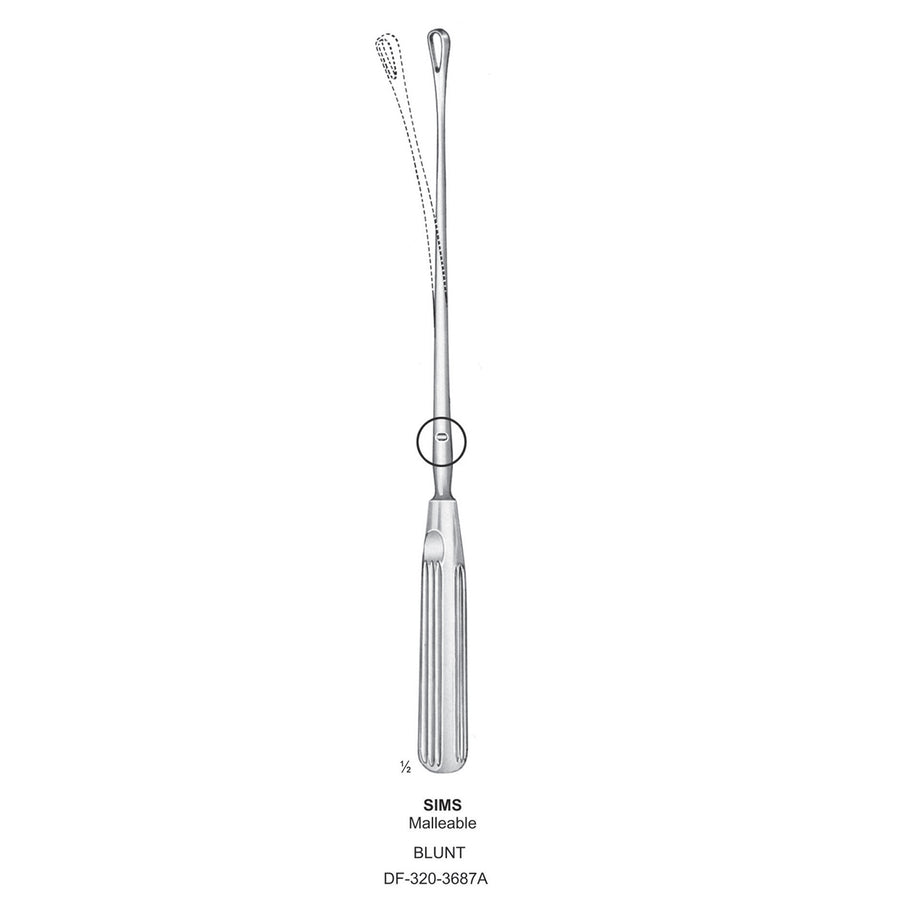 Sims Uterine Curettes , Malleable, Blunt, Fig.9, 19mm 32cm (DF-320-3687A) by Dr. Frigz