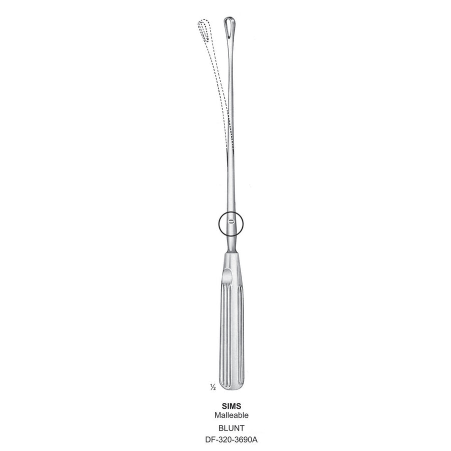 Sims Uterine Curettes , Malleable, Blunt, Fig.12, 23mm 32cm (DF-320-3690A) by Dr. Frigz