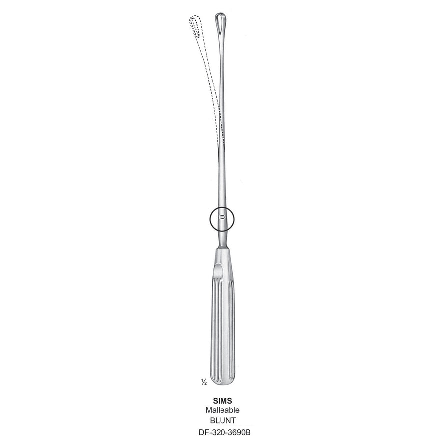 Sims Uterine Curettes , Malleable, Blunt, Fig.13, 25mm 34cm (DF-320-3690B) by Dr. Frigz