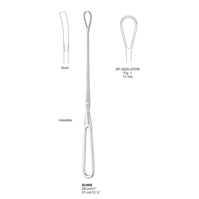 Bumm Uterine Curettes Fig.1, 11mm 31Cm, Blunt, Malleable (DF-322A-3707B)