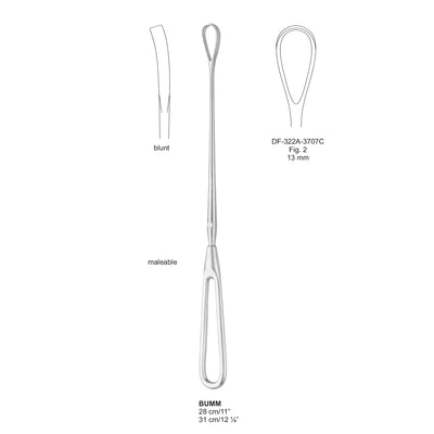 Bumm Uterine Curettes Fig.2, 13mm 31Cm, Blunt, Malleable (DF-322A-3707C)