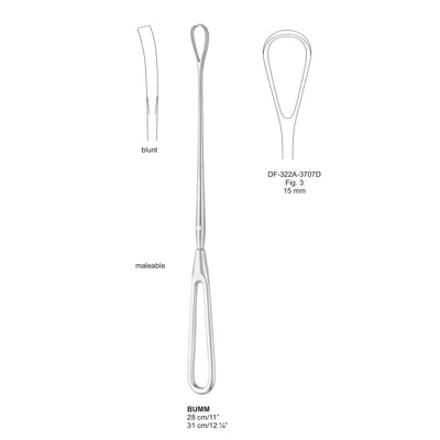 Bumm Uterine Curettes Fig.3, 15mm 31Cm, Blunt, Malleable (DF-322A-3707D)