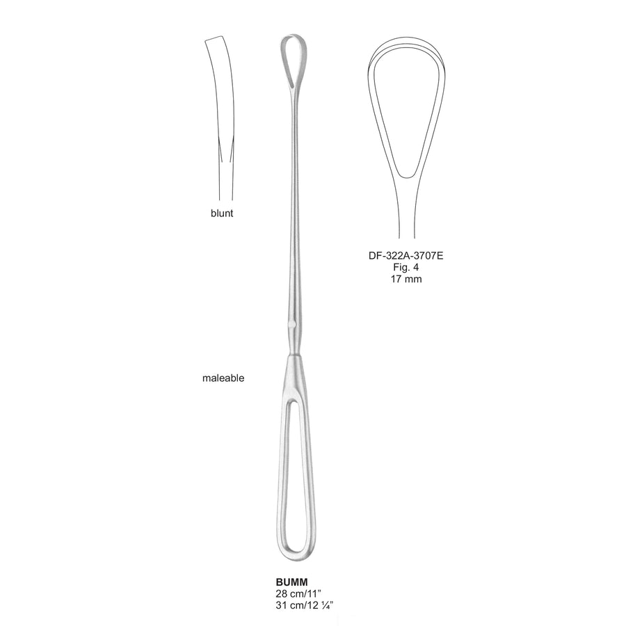 Bumm Uterine Curettes Fig.4, 17mm 31Cm, Blunt, Malleable (DF-322A-3707E) by Dr. Frigz