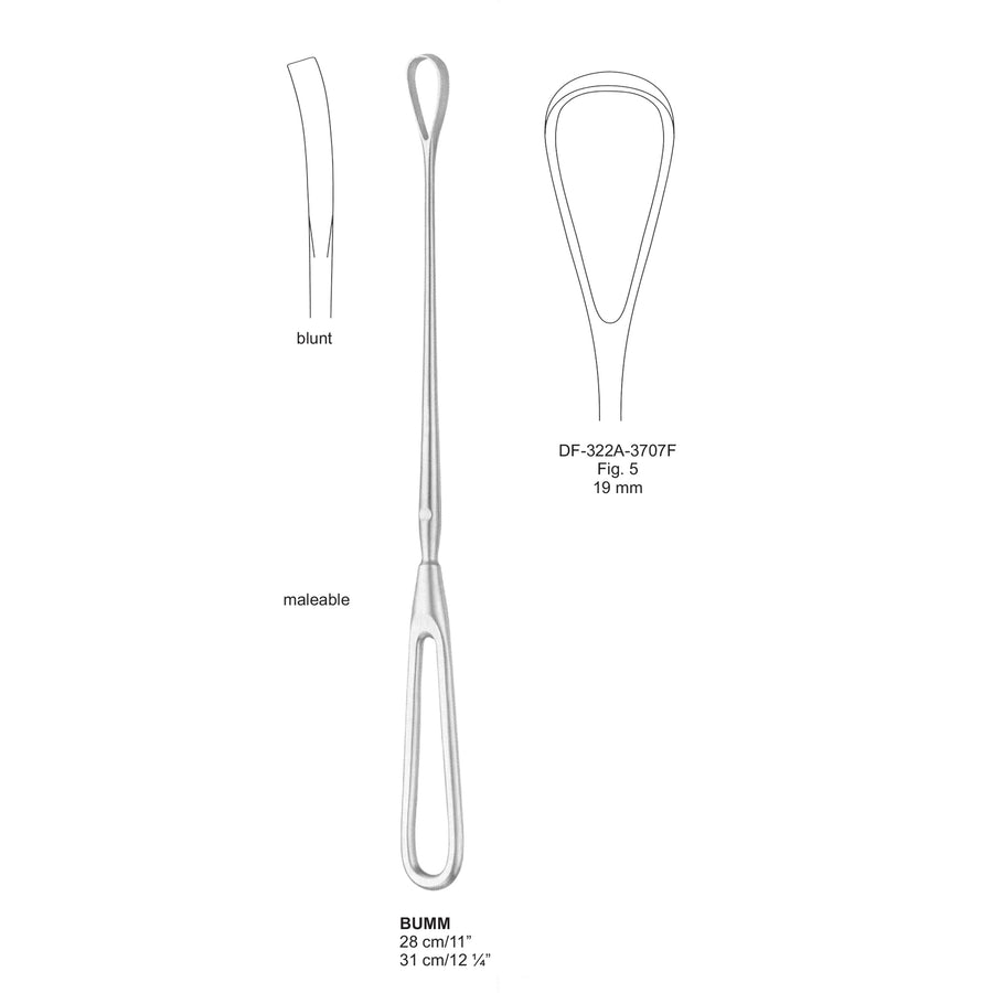 Bumm Uterine Curettes Fig.5, 19mm 31Cm, Blunt, Malleable (DF-322A-3707F) by Dr. Frigz