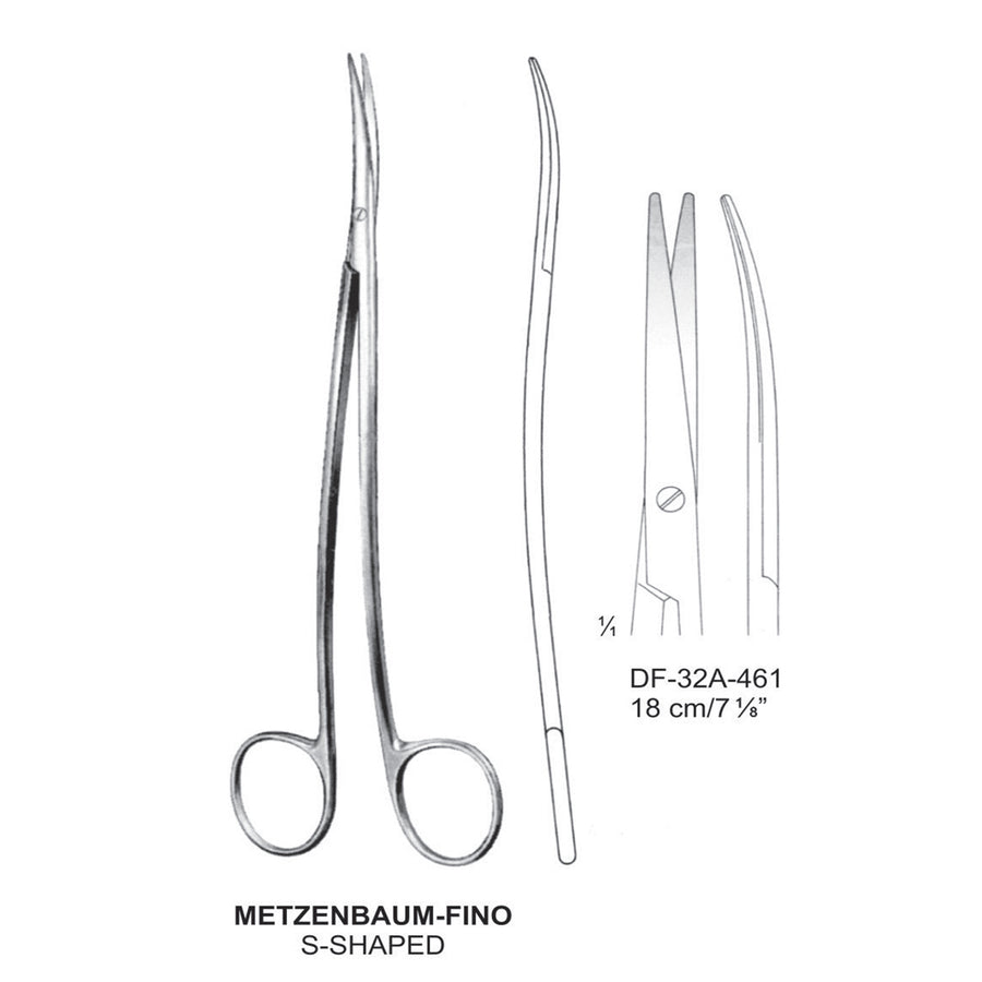 Metzenbaum-Fino Dissecting Scissors, S-Shaped, 18cm  (DF-32A-461) by Dr. Frigz