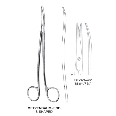 Metzenbaum-Fino Dissecting Scissors, S-Shaped, 18cm  (DF-32A-461)