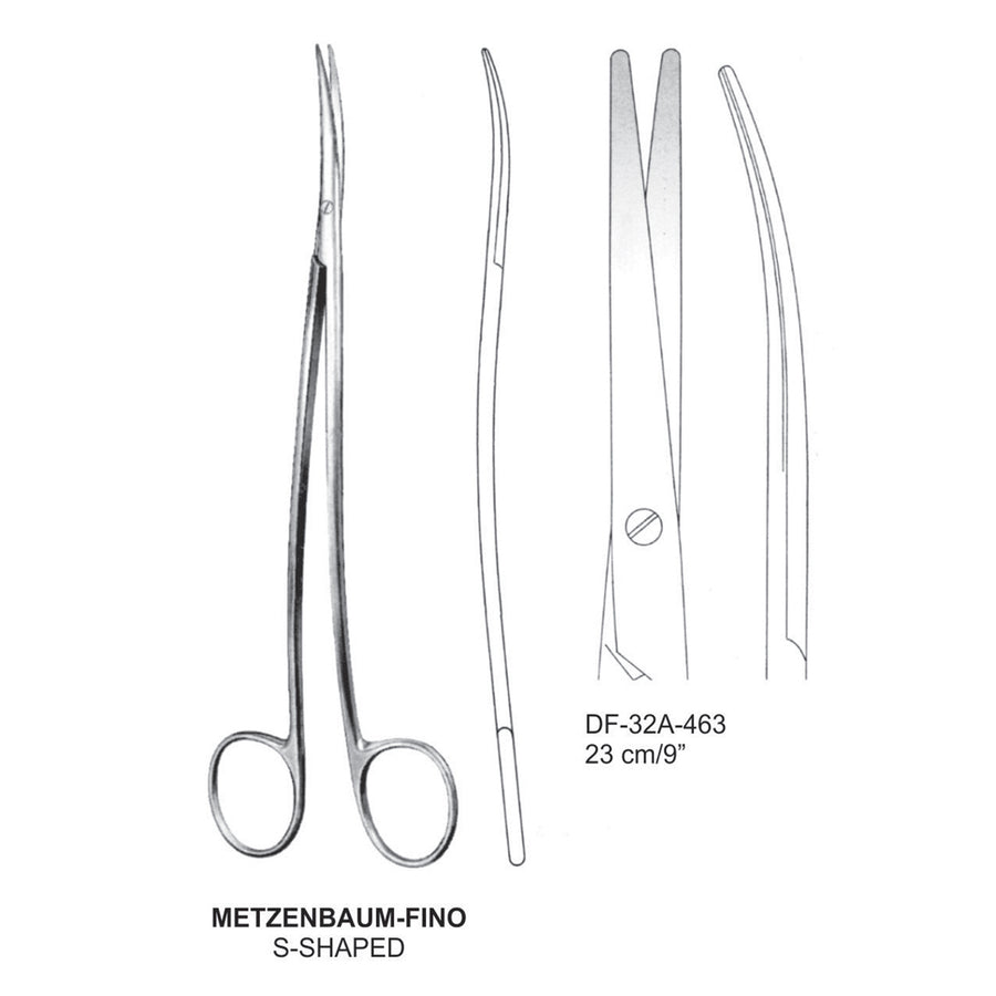 Metzenbaum-Fino Dissecting Scissors, S-Shaped, 23cm  (DF-32A-463) by Dr. Frigz