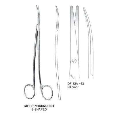 Metzenbaum-Fino Dissecting Scissors, S-Shaped, 23cm  (DF-32A-463)