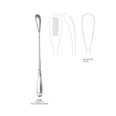 Cuzzi Placenta Scoop, Blunt, Back Serrated, 23cm (DF-331-3767) by Dr. Frigz