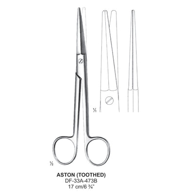 Aston (Toothed) Dissecting Scissors, 17cm (DF-33A-473B) by Dr. Frigz