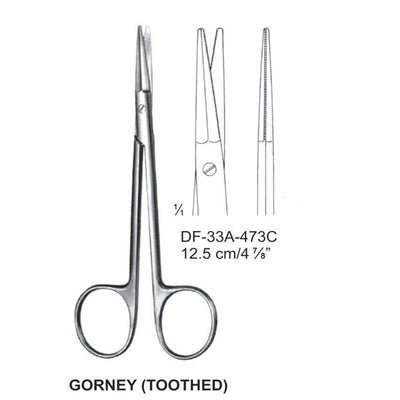 Groney (Toothed) Dissecting Scissors, Straight, 12.5cm (DF-33A-473C) by Dr. Frigz