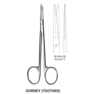 Groney (Toothed) Dissecting Scissors, Straight, 19.5cm (DF-33A-473D)