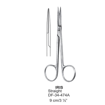 Iris Fine Operating Scissors, Straight, 9cm (DF-34-474A)