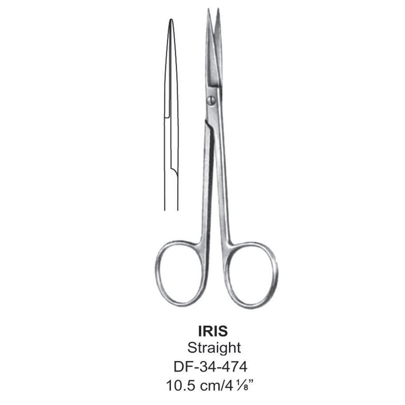 Iris Fine Operating Scissors, Straight, 10.5cm (DF-34-474) by Dr. Frigz
