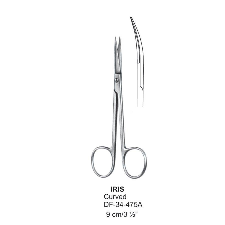 Iris Fine Operating Scissors, Curved, 9cm (DF-34-475A) by Dr. Frigz