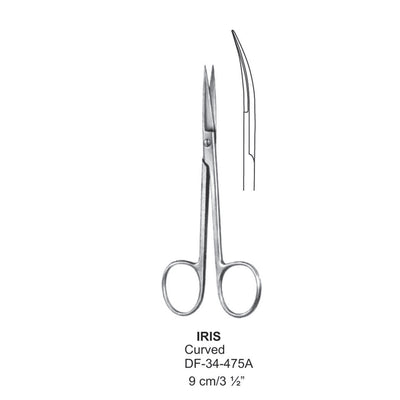 Iris Fine Operating Scissors, Curved, 9cm (DF-34-475A)