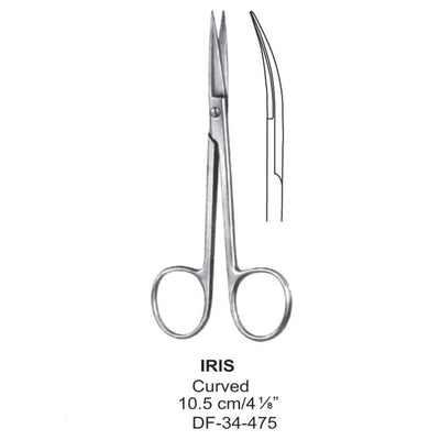 Iris Fine Operating Scissors, Curved, 10.5cm (DF-34-475)