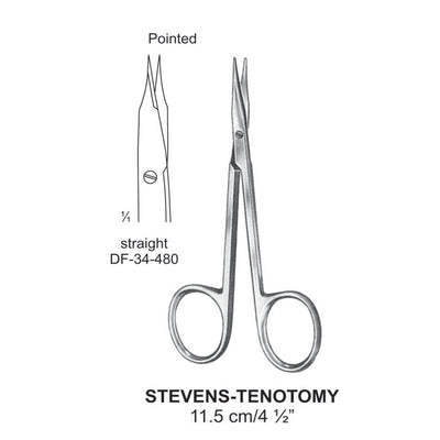 Stevens (Tenotomy) Scissors, Straight, Pointed, 11.5cm  (DF-34-480)