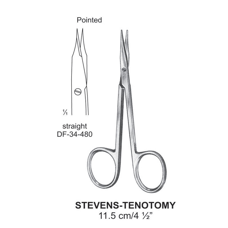 Stevens (Tenotomy) Scissors, Straight, Pointed, 11.5cm  (DF-34-480) by Dr. Frigz