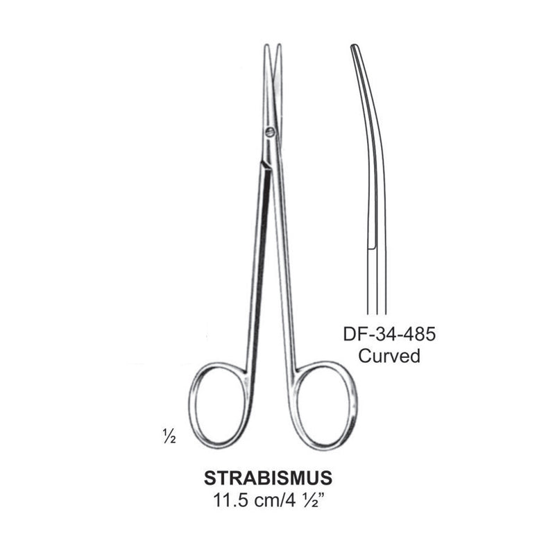 Strabismus Fine Operating Scissors, Curved, 11.5cm  (DF-34-485) by Dr. Frigz
